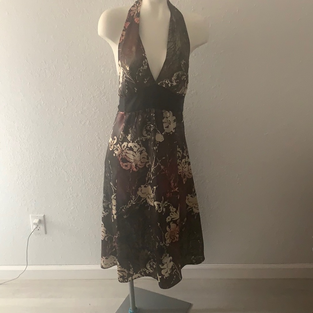 Honey Punch black multi colored halter dress. Size M.